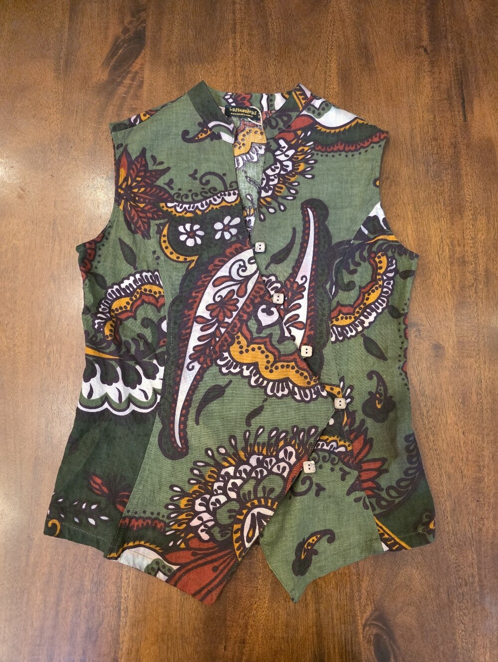 Los Banditos 100% Cotton Artsy Vest  Sleeveless Top Festival Asymmetrical NWOT